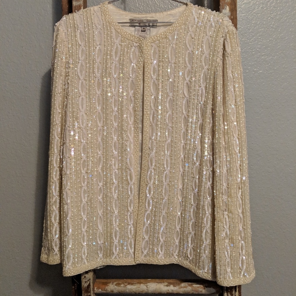 Vintage Hand beaded Silk Sequin Evening Jacket